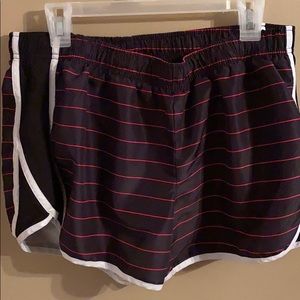 Black red and white athletic shorts